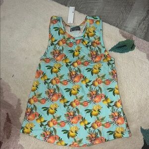 NEW Miki Miette Teal Blue and Orange Tropical Tank Top